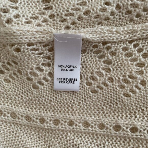 C EST. 1946 Beige Crochet Acrylic Boho Duster Size 18/20 Open Front NWT - Picture 9 of 10